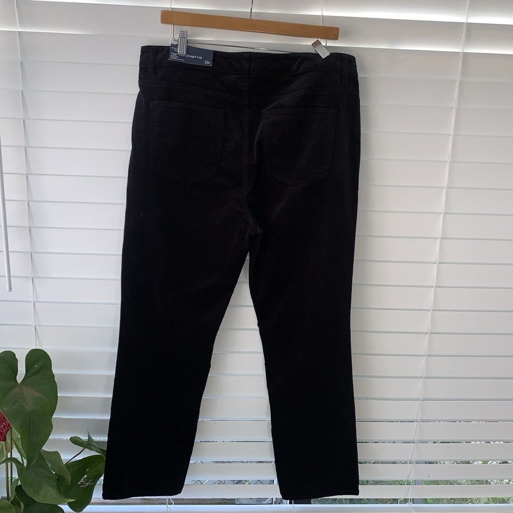 Talbots Women's High Waist Straight Leg Corduroy Jeans Size 16P Black - Picture 2 of 10